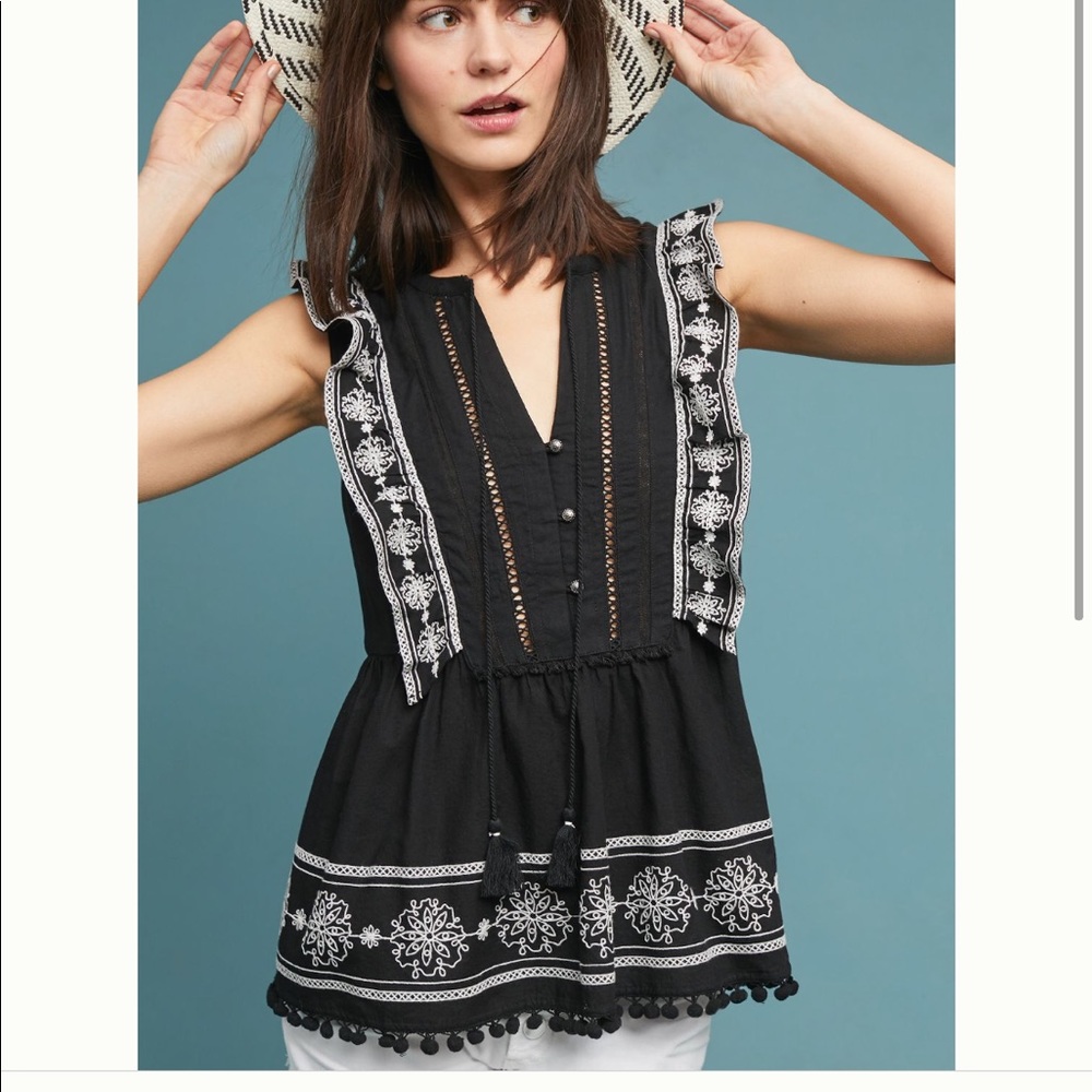 Embroidered sleeveless blouse